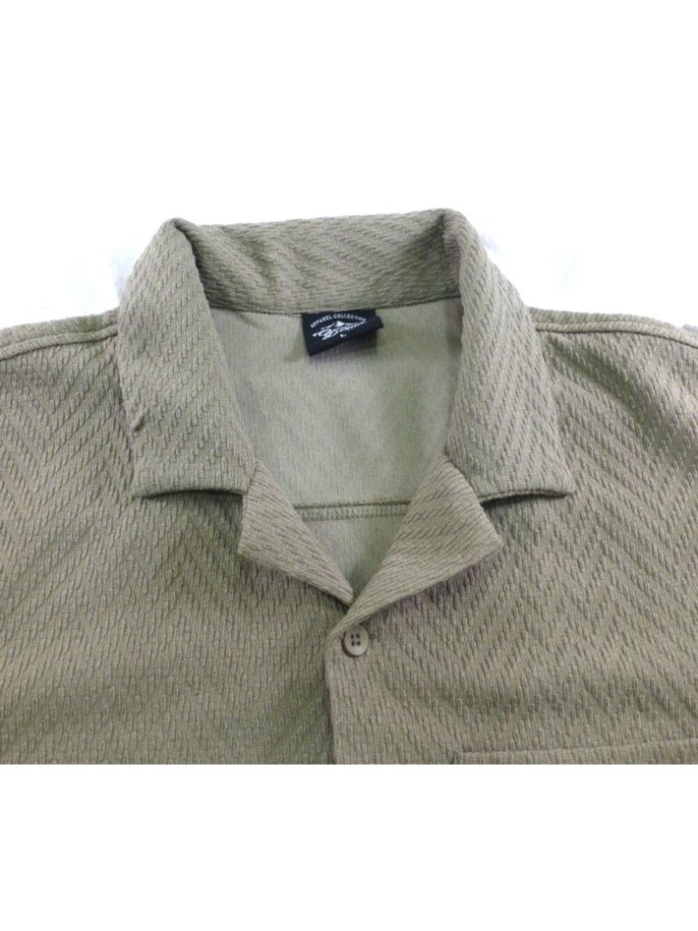 Original Deluxe Supply Mens Button-Up Shirt L Khaki Chevron Texture Lightweight - Picture 3 of 10